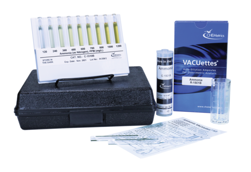 K-1510B氨VACUettes®视觉高范围测试套件的包装和内容
